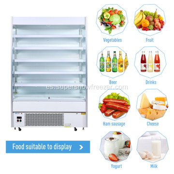 Refrigerador de pantalla abierta de frutas y verduras de supermercado